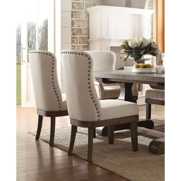 Upholstered High Back Dining Chair With Nailhead Trim - Dining room ideas